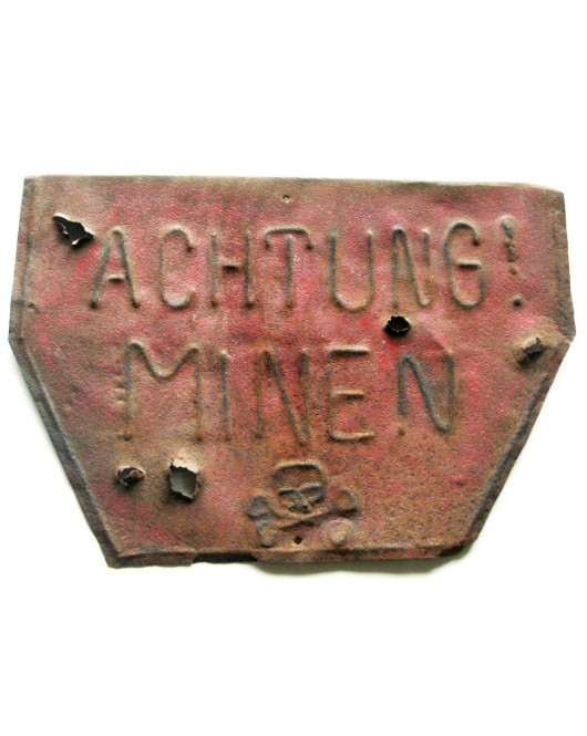 Antro pasaulinio karo minų lauko įspėjamasis ženklas "Achtung minen" Vokietija. Trečias Reichas
